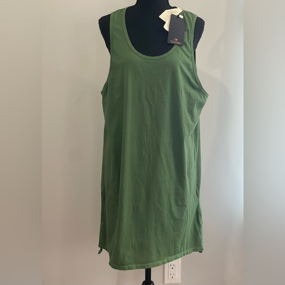 New Scotch & Soda XL Green Sleeveless Women's Dress 100% Cotton 569